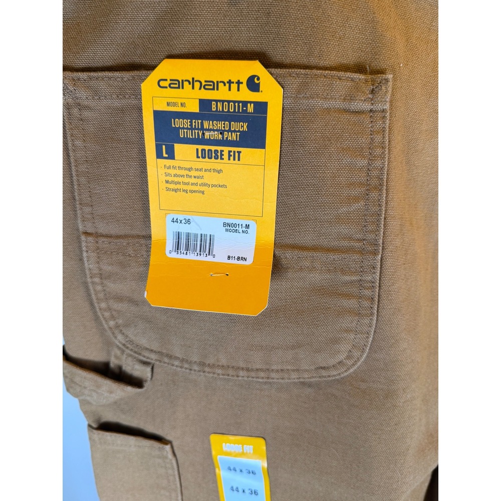 Carhartt Utility Work Pants Mens 44x36 Brown Loose Fit Washed Duck B11-BRN - Picture 9 of 10